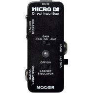 Mooer},description:Mooers Micro DI is a smart direct input box with ultra low distortion. It quietly transfers the sound of guitar or bass directly to the audio system, ideal for l