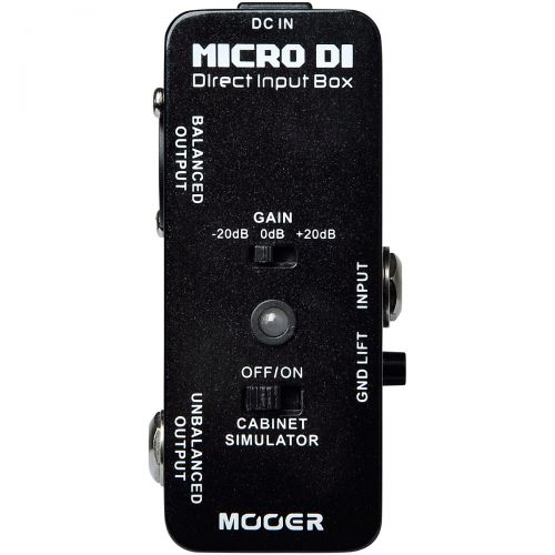  Mooer},description:Mooers Micro DI is a smart direct input box with ultra low distortion. It quietly transfers the sound of guitar or bass directly to the audio system, ideal for l