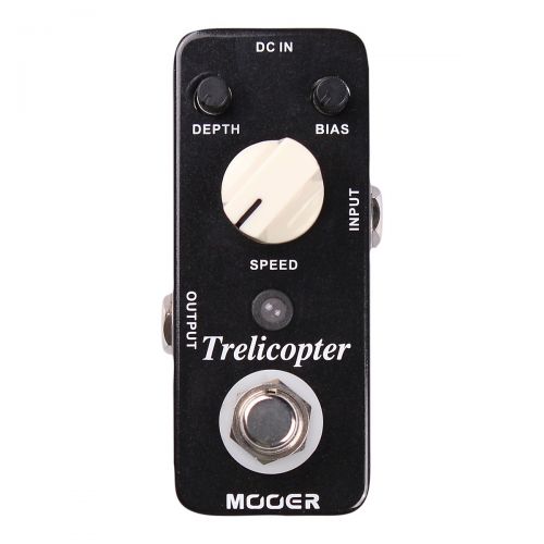  Mooer},description:The Mooer Trelicopter Tremolo effects pedal offers classic tremolo effects with a huge range of speeds and depths. You can even tweak the color of the sound with