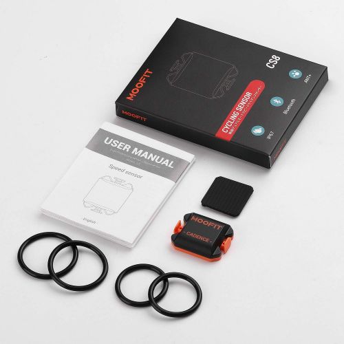  moofit Bike Cadence Sensor, Bluetooth / ANT+ IP67 Waterproof Wireless RPM Cycling Cadence Sensor for Wahoo/Zwift /OpenRider/Endomondo/ TacX/ TrainerRoad (MooFit app Unavailable)