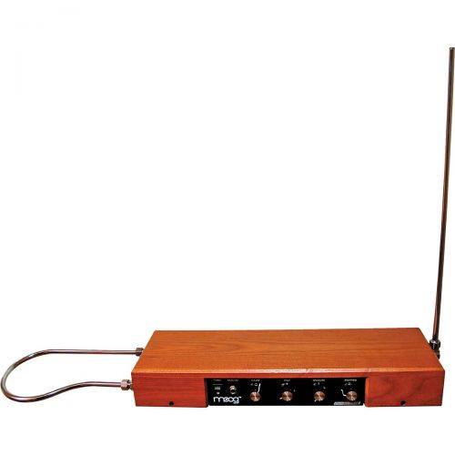  Moog},description:The Theremin is one of the oldest electronic instruments, and the only one that you play without touching it. Moving your hands in the space around its antennas c