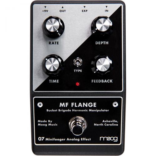  Moog},description:Part of Moogs Moogerfooger Series, the MF Flange is a 100% analog BBD-based phase manipulator with a dedicated voicing switch and mono or stereo output capabiliti