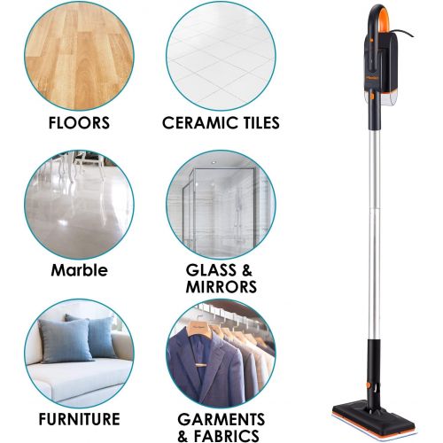  [아마존베스트]Moolan Steam Mop, Hard Wood Floor Steam Cleaner, 1500W Powerful Handheld Cleaner, Detachable Steamer Mop for Hardwood and Laminate Floors, Carpet, Tiles, Kitchen, Glass and More