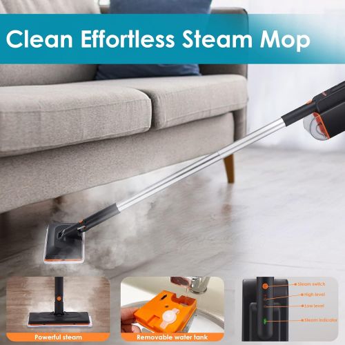  [아마존베스트]Moolan Steam Mop, Hard Wood Floor Steam Cleaner, 1500W Powerful Handheld Cleaner, Detachable Steamer Mop for Hardwood and Laminate Floors, Carpet, Tiles, Kitchen, Glass and More