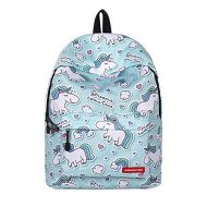 Moolecole Unicorn Kids School Backpack for Girls Boys Students School Bag Children Travel Outdoor Daypack(Green Unicorn)