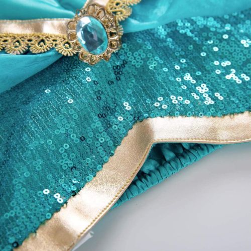  Mooler Girls Princess Jasmine Dress Up Costumes Halloween Party Fancy Dress