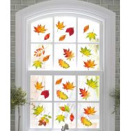 [아마존베스트]Moon Boat 120PCS Fall Leaves Window Clings - Thanksgiving Maple Decorations Autumn Decals Party Decor Ornaments