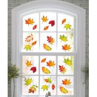 Moon Boat 120PCS Fall Leaves Window Clings - Thanksgiving Maple Decorations Autumn Decals Party Decor Ornaments