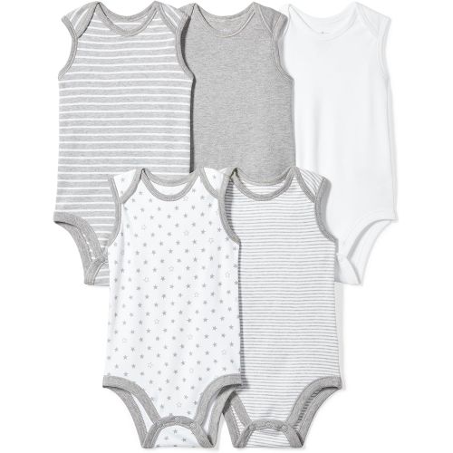  Moon+and+Back Moon and Back Baby Set of 5 Organic Sleeveless Bodysuits