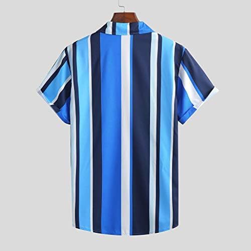  MoonHome Mens Fashion Short Sleeve Casual Regular Slim Fit Vertical Striped Button Down Shirts