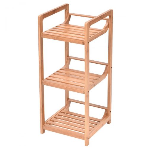  MoonNewyork Bamboo Storage Organizer Table Shelves Book Display Rack Stand Kitchen Bathroom