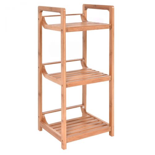 MoonNewyork Bamboo Storage Organizer Table Shelves Book Display Rack Stand Kitchen Bathroom