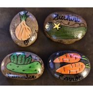 Nautral Vegetable Garden Stone Marker Painted Rock-- Vegetables, Herbs & Fruit Garden Stone--EACH Ala Carte Just 4.25 Each--@MoonRocksArt