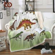 MoonSpring Kids Blanket - BeddingOutlet Dinosaur Sherpa Throw Blanket Jurassic Printed Bedspread for Kids Stegosaurus Plush Blanket Boys Cartoon Bedding (130cmx150cm)