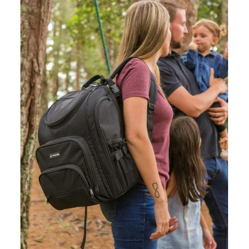  Moondo Parent Backpack- The Perfect Combination of a Travel, Laptop & Diaper Bag Backpack- Large Capacity Designed to Make Airport Travel with Kids Easier and More Functional- Blac