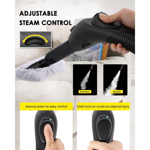  Moongiantgo 1500W Steam Cleaner High Temperature Floor Carpet Cleaning Steamer with Versatile Accessories Fast Heat Vapor Cleaning Machine for Home Use Kitchen Bathroom Window Cars