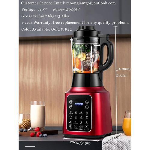  Moongiantgo Professional Cooking Blender for Hot Cold with 13 Presets, 59Oz Glass Jar, 58000RPM High Speed Quiet for Smoothie Shake Soup Ice Red 110V