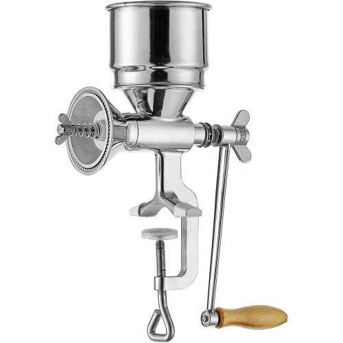  Moongiantgo Manual Grain Grinder Mill Stainless Steel Hand-cranked Manual Coffee Grinder with Large Hopper for Coco Pepper Nixtamalized Corn Chickpeas Poppy Seeds Bean Grains Spice