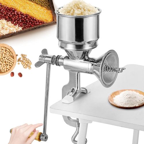  Moongiantgo Manual Grain Grinder Mill Stainless Steel Hand-cranked Manual Coffee Grinder with Large Hopper for Coco Pepper Nixtamalized Corn Chickpeas Poppy Seeds Bean Grains Spice