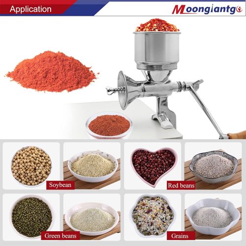  Moongiantgo Manual Grain Grinder Mill Stainless Steel Hand-cranked Manual Coffee Grinder with Large Hopper for Coco Pepper Nixtamalized Corn Chickpeas Poppy Seeds Bean Grains Spice