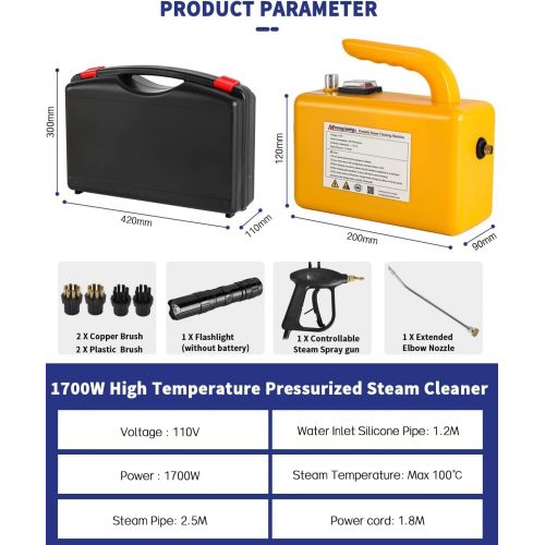  Moongiantgo High Pressure Steam Cleaner with A Set of Replacement Brushes