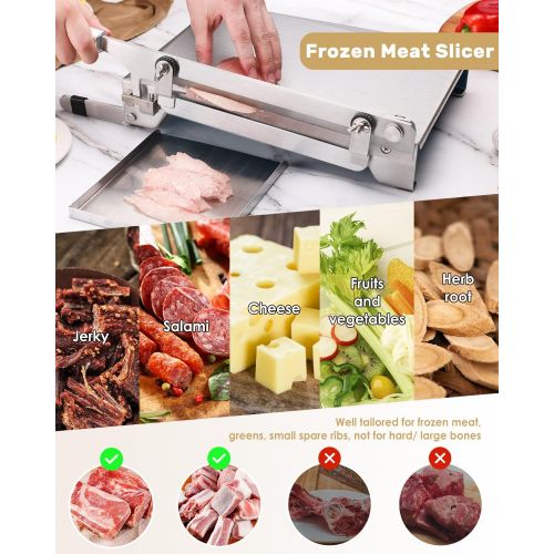  Moongiantgo Manual Frozen Meat Slicer Bone Cutter Ribs Chicken Cutter Stainless Steel Cutting Machine for Lamb Chops Pork Beef Fish Vegetable Meat Chopper (KD0265)