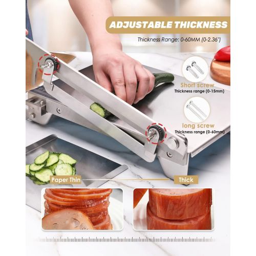  Moongiantgo Manual Frozen Meat Slicer Bone Cutter Ribs Chicken Cutter Stainless Steel Cutting Machine for Lamb Chops Pork Beef Fish Vegetable Meat Chopper (KD0265)