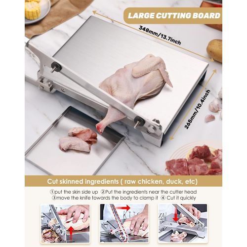  Moongiantgo Manual Frozen Meat Slicer Bone Cutter Ribs Chicken Cutter Stainless Steel Cutting Machine for Lamb Chops Pork Beef Fish Vegetable Meat Chopper (KD0265)