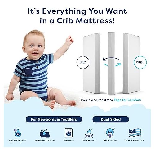  Moonlight Slumber Little Dreamer Crib Mattress - Firm, Dual Sided, Standard Size, Waterproof, 5in.