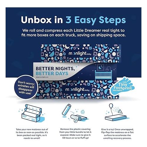  Moonlight Slumber Little Dreamer Crib Mattress - Firm, Dual Sided, Standard Size, Waterproof, 5in.