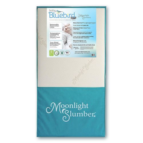  Moonlight Slumber Mattress Combo: Baby Bluebird Dual Firmness, Lightweight, Waterproof Crib Mattress and Toddler Mattress with Cool Gel Memory Foam + Easy Off Premium Cotton Cover