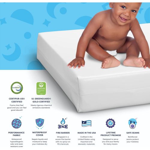  Moonlight Slumber Dual Sided Baby Crib Mattress. Firm Sided for Infants Reverse to Soft Side for Toddlers. Easy to Clean Waterproof and Odor Resistant (Little Dreamer)