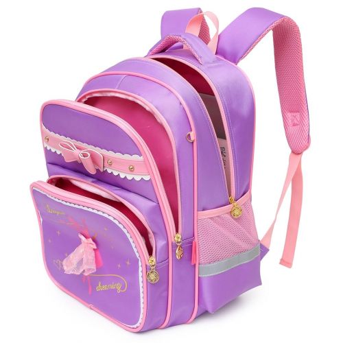  Moonmo Girls Waterproof Ballet Girl Dancing Princess School Backpack Bookbag