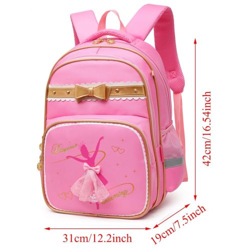  Moonmo Girls Waterproof Ballet Girl Dancing Princess School Backpack Bookbag