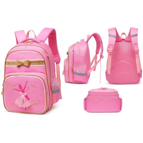  Moonmo Girls Waterproof Ballet Girl Dancing Princess School Backpack Bookbag