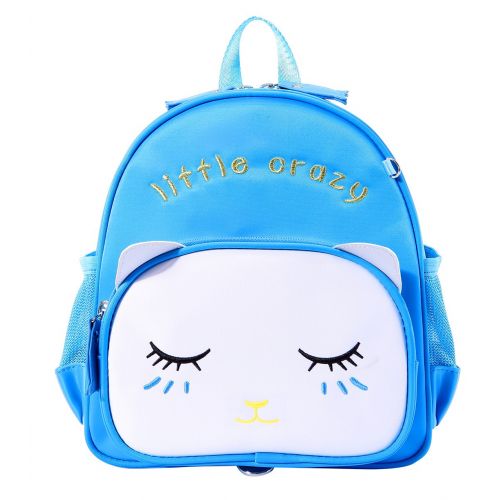  Moonmo Cute Cat Face Pink Kitty Waterproof School Backpack Girls Book Bag (Large, Blue1)