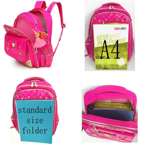  Moonmo Waterproof PU Leather Kids Princess Backpack Cute School Bookbag for Girls (Large, Bowknot Purple)