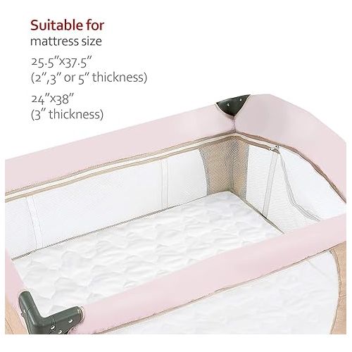  Waterproof Pack and Play Mattress Pad Sheets Fitted 2 Pack, Cotton Fabric Pack and Play Protector, Fits Graco Play Yard, Baby Mini Crib Sheet Cover