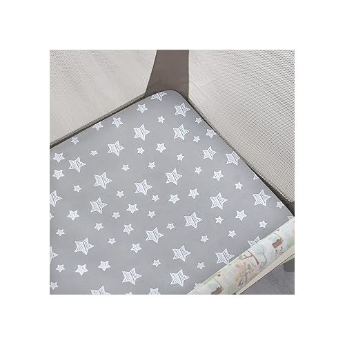  Pack and Play Sheets, 2 Pack Mini Crib Sheets, Stretchy Playard Fitted Sheet, Compatible with Graco Pack n Play, Soft and Breathable Material, Stars & Bunny