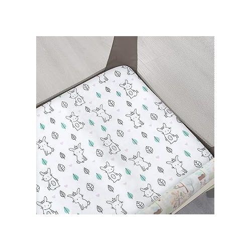  Pack and Play Sheets, 2 Pack Mini Crib Sheets, Stretchy Playard Fitted Sheet, Compatible with Graco Pack n Play, Soft and Breathable Material, Stars & Bunny
