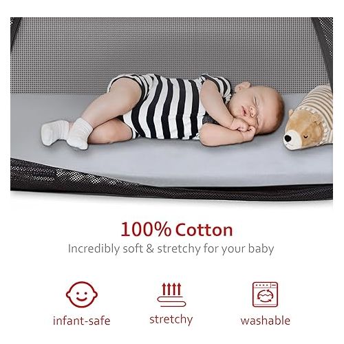  Travel Crib Sheet Cotton Fits Guava Lotus, Dream on Me Travel Crib Light Playard and Others, Ultra Soft Breathable Sheet, Unisex, Boys & Girls