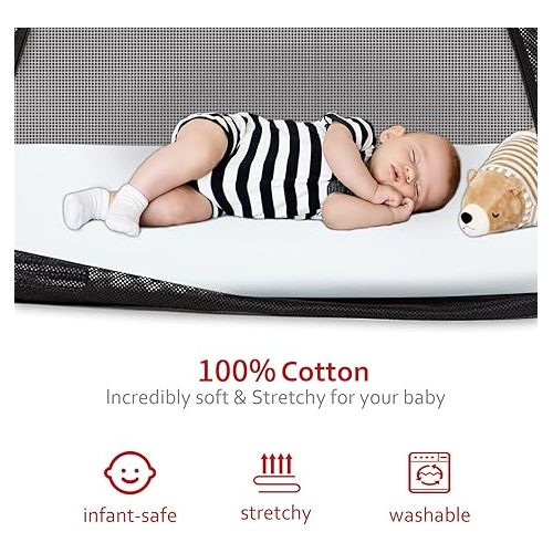  Travel Crib Sheet Cotton Fits Guava Lotus, Baby Bjorn, Dream on Me Travel Crib Light Playard, Ultra Soft Breathable Sheet, Unisex, Boys & Girls, White