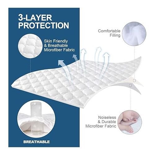  Queen Mattress Pad Thick Quilted Mattress Topper Air Mattress Cover, Super Soft Breathable and Noiseless Down Alternative Fiber Extra Thick Mattress Pad with Deep Pocket Fits up to 23 Inch Mattress