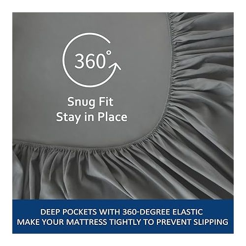  Extra Deep Pocket Queen Sheets, Queen Fitted Sheets Only 2 Pack, Ultra Soft Air Mattress Fitted Sheet Queen Fits Pillow Top Thick Mattress Up to 24 Inch, Grey