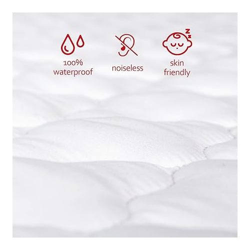  Waterproof Pack and Play Mattress Pad Sheets Fitted, Cotton Fabric Pack and Play Protector, Fits Graco Play Yard, Baby Mini Crib Sheet Cover