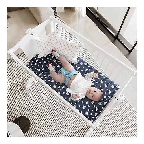  Bassinet Sheets Set 4 Pack for Baby Boy, Universal Fit for Oval, Hourglass and Rectangular Mattress, Navy
