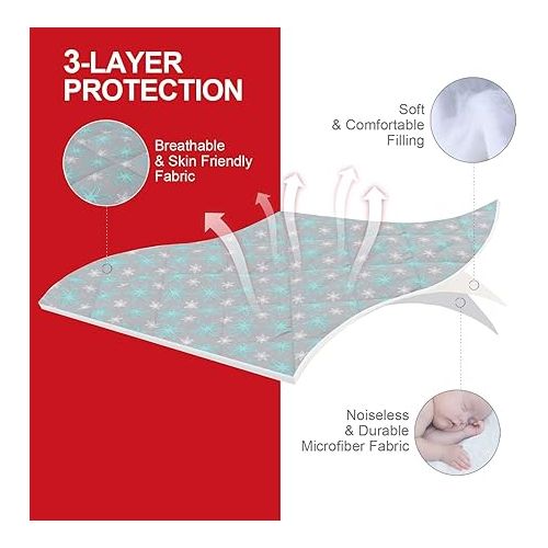  Pack and Play Sheet Quilted, Breathable Thick Play Yard Playpen Sheets, Lovely Print Mattress Pad Cover 39