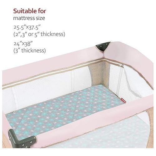  Pack and Play Sheet Quilted, Breathable Thick Play Yard Playpen Sheets, Lovely Print Mattress Pad Cover 39