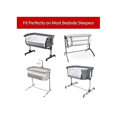  Bedside Sleeper Bassinet Sheets Waterproof 2 Pack Compatible with Mika Micky & MiClassic & Milliard Bassinet, Fit Most Bedside Sleeper Bassinet Mattress, Grey&White