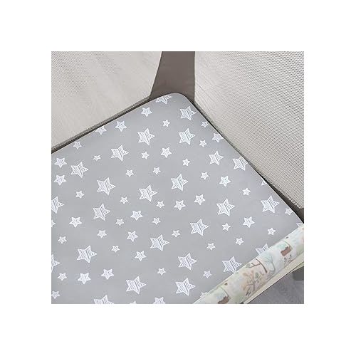  Mini Crib Sheets, 2 Pack Pack and Play Sheets, Stretchy Playard Fitted Sheet, Compatible with Graco Pack n Play, Soft and Breathable Material, Grey & Black
